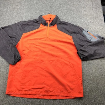 Holloway Pullover Jacket Mens XL Orange Gray Quarter Zip Windbreaker Pocket - Image 1 of 4