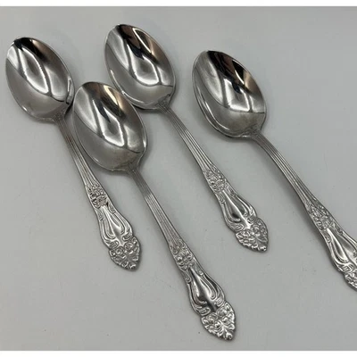 Juego de 4 cucharaditas de cena de caña y cartón cubiertos de fiesta de lirio de tigre de acero inoxidable Foto 1 de 4