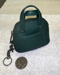 Mini Hand Bag Coin Purse Keychain Pebbled Faux Leather Metro Gear - Picture 1 of 10