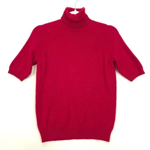 Lord & Taylor Rollkragenpullover Damen L 100% Kaschmir Rot Kurzarm - Bild 1 von 9