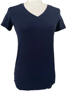 Camiseta para mujer J Crew cuello en V clásica algodón azul marino talla pequeña - Imagen 1 de 5
