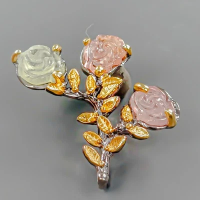 Broche de turmalina natural tallado 8 quilates plata de ley 925/NB28878 Foto 1 de 4