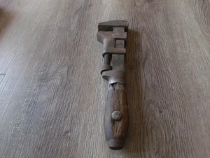 VINTAGE COE'S WRENCH CO. MONKEY WRENCH WOOD HANDLE 10 INCH - Picture 1 of 3
