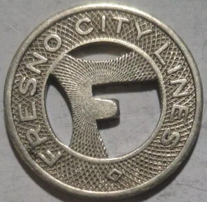 Fresno, California - Fresno City Lines One Fare Transit Token CA 300 F - Picture 1 of 2