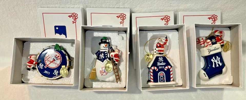 Danbury Mint NY Yankee Christmas 4 Ornaments with Original Boxes & Packaging - Image 1 of 4