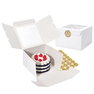Cookie Boxes with Window 6x6x4 Inch 50 Pack Premium White Bakery Boxes for In... - Picture 1 of 6