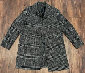 J Crew Mantel Herren 40R Thompson Wollmischung schwarz grau Tweed kariert Mantel gebraucht, in einwandfreiem Zustand - Bild 1 von 13