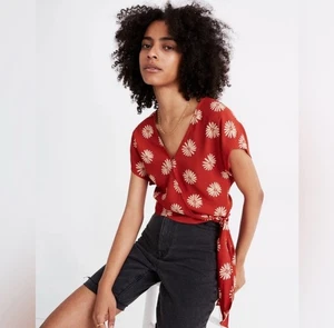 Madewell Damen XL Schärpe Tie Wickeltop in Daisy Daydream Shirt Bluse Neu mit Etikett - Bild 1 von 9