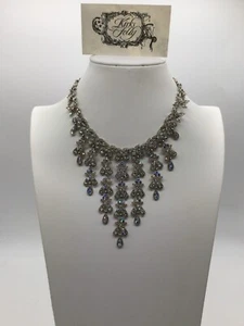 Vintage KIRKS FOLLY Rhinestone Statement Necklace Layered Clear & AB Crystals - Picture 1 of 8