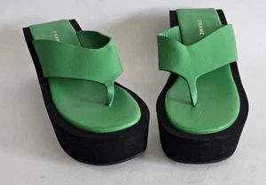 FRAME Le Ocean Green Flip Flop Platform Wedge Sandals EU 37 US 7 Beach Summer - Picture 1 of 10