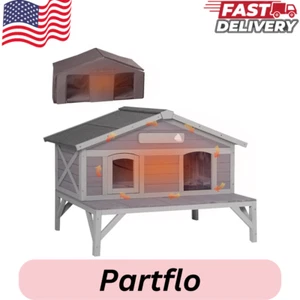 Outdoor Cat House Insulated Feral Kitty Shelter w/Liner Weatherproof for Winter - Picture 1 of 1