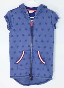 Cat & Jack youth girls short sleeve blue zip up jacket w/ hoodie, Large (10-12) - Picture 1 of 5