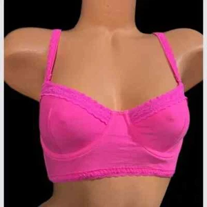 Victorias Secret Cotton Strapless Unlined Longline Underwire Bra 36B Pink New - Picture 1 of 4