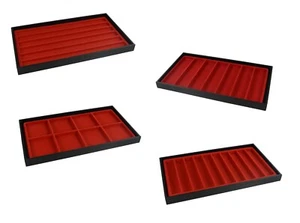 Jeweller's Leatherette Display Tray with Choice of Red Flocked Compartments - Picture 1 of 14