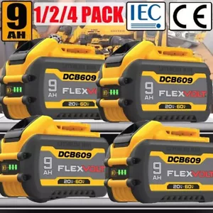 (4PACK) 9.0Ah 60 Volt Replacement for Dewalt 20V/60V FLEXVOLT Battery DCB609-2 - Picture 1 of 15