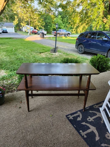 Mid-Century Walnut Tiered Console Table Cover