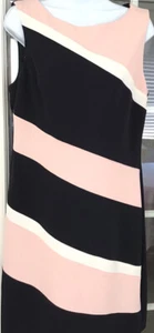 Vestido Connected ColorBlock Talla 12 Funda Sin Mangas Negro Polvoriento Rosa Marfil - Imagen 1 de 9