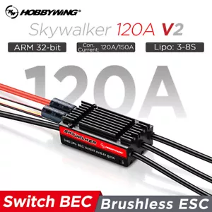 HOBBYWING Skywalker 120A V2 Brushless ESC 3-8S ARM 32-bit for RC Drone Airplane - Picture 1 of 18