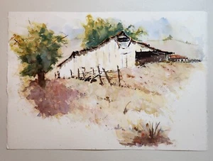 Original Watercolor Painting By Emilio Galindo 20x14 - Ranch House - Lot 241 - Picture 1 of 5