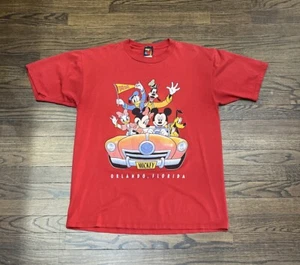 Disney Mickey Mouse Vintage Graphic Print T Shirt Mens XL Red Cotton - Picture 1 of 4