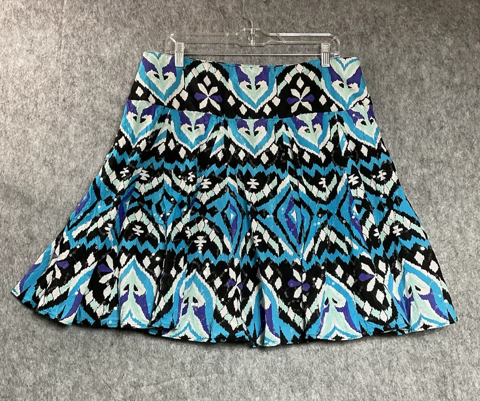 Falda INC International Concepts Mujer Grande Azul Lentejuelas Geométricas Boho Festival Foto 1 de 4