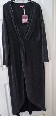 Joe Browns Dress Size 22 Maxi Black Silver Sparkly Evening Party Occasion  - Image 1 of 4
