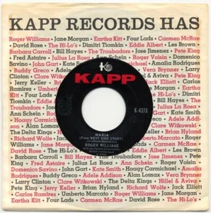 ROGER WILLIAMS - MARIA / EVENTIDE- 45 RECORD - Picture 1 of 2