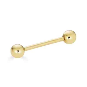 Solid 14K Gold Barbell – Industrial, Cartilage, Nipple Piercing– Multiple Lenght - Picture 1 of 5