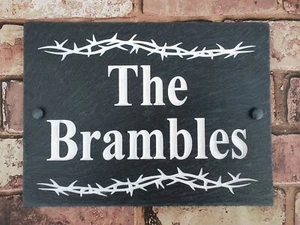 Slate House Sign 29cm x 21cm Plaque Deep Engraved Painted Personalised & fixings - Picture 1 of 12