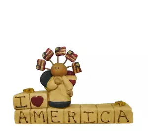I Love America with Statue wearing a flag heart - New by Blossom Bucket #2459 - Picture 1 of 6