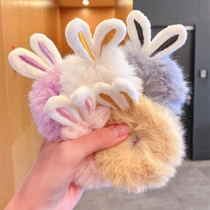 Cute Rabbit Ear Plush Hair Ring Scrunchie Elastic Hair Tie Rope Hair Accessori ε - Picture 1 of 20