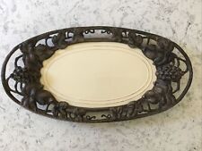 Arthur Court Grape Tuscan Hollowware 22" Oval Serving Platter w/ Ceramic Insert