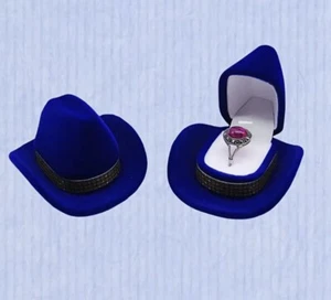Cowboy Hut Ring Box Ohrring Box Schmuckkästchen Geschenkbox Verlobung Heiratsantrag - Bild 1 von 3