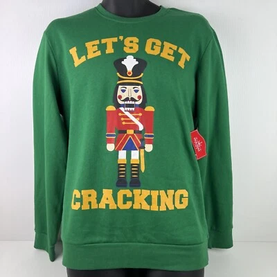 Holiday Time "Lets Get Cracking" Ugly Christmas Sweater Mens M Green/Yellow BNWT - Image 1 of 4