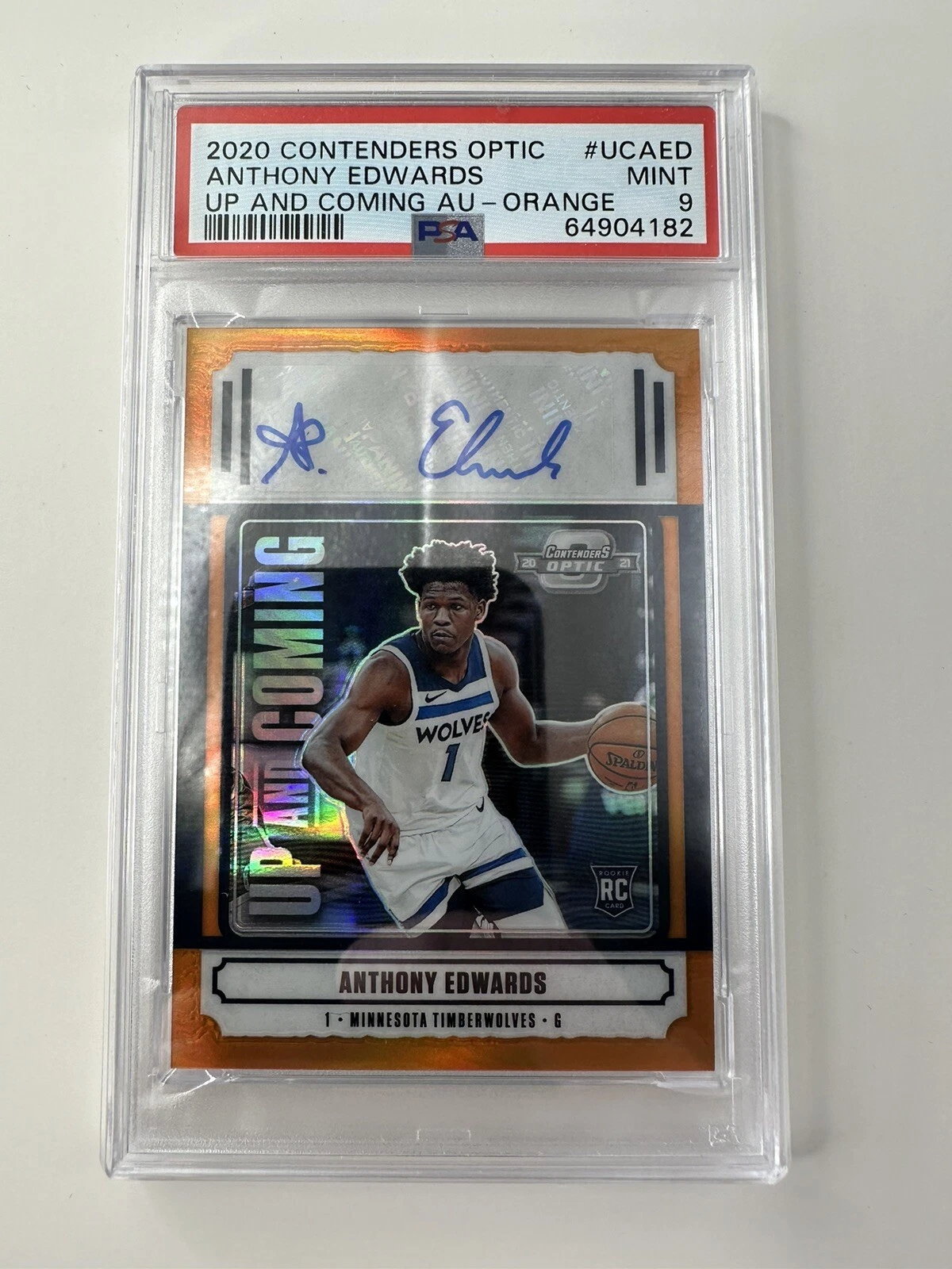 2020 Contenders Optic Anthony Edwards Up And Coming Orange Rookie Auto 1/25