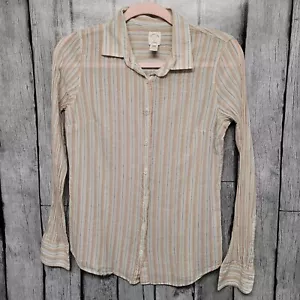 J.Crew Top Damen Größe 4 Das perfekte Shirt Hellblau Hellbraun Langarm Knopfleiste - Bild 1 von 8