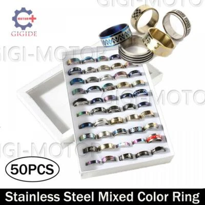 Venta al por mayor 50 piezas de anillos mixtos a granel banda para dedos anillo lote hombres mujeres joyería moda Foto 1 de 4