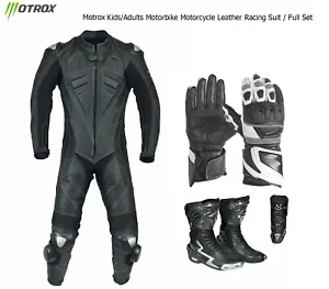 Kids / Adults Motorbike Motorcycle Suit Motrox Leather Racing Suit / Full Set - Picture 1 of 24