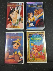 Walt Disney VHS 4 Pack - Beauty & Beast ; Little Mermaid ; Mulan ; Pinocchio - Picture 1 of 9