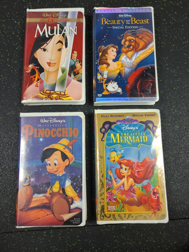 Walt Disney VHS 4 Pack - Beauty & Beast ; Little Mermaid ; Mulan ; Pinocchio  - Image 1 of 4