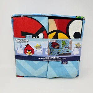Angry Birds Sheet Set Twin Flannel Cotton  Flat Fitted Pillowcase Rovio Red NEW - Bild 1 von 13