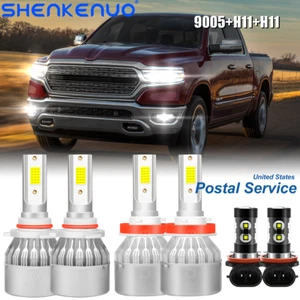 For Dodge RAM 1500 2019 2020 - 6x LED Headlight High Low + Fog Light Bulbs Kit - Picture 1 of 12