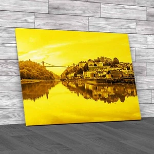 Bristol Sunset Captivating City Skyline Views Yellow Canvas Print Large Picture