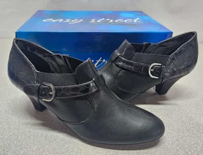 Nuevo en caja Easy Street Compass Mujer Talla 6.5 M Negro Botín Botín 2" Tacón Zapato Foto 1 de 4
