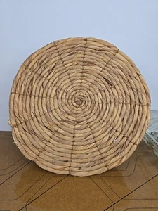Vintage Set 4 Straw Boho Woven Wicker Rattan Raffia Placemat Unique Wall Art GUC - Picture 1 of 10