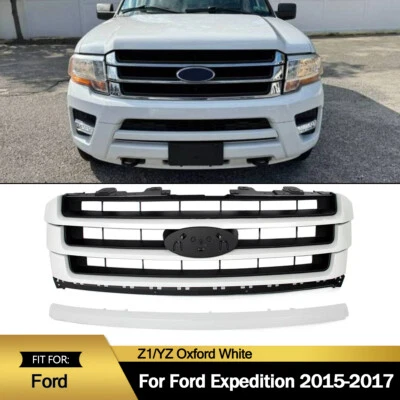 Oxford White Front Bumper Cover Molding & Grille For Ford Expedition 2015-2017 Foto 1 de 4