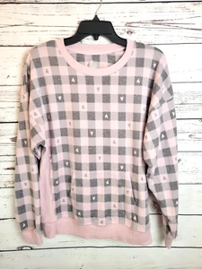 Cuddl Duds Sleepwear Pajama Top Pink Gray Kangaroo Pocket Women's Size TM (med) - Picture 1 of 11