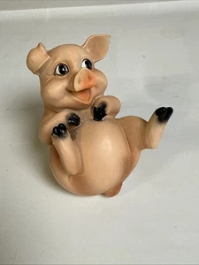 Estatuilla de cerdo pequeña de cerámica vintage de 3" campo juguetona granja - Imagen 1 de 4