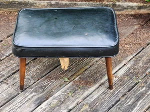 Mid Century Schwarz Fußhocker Ottomane abnehmbare Holzbeine Vintage Distressed Teile - Bild 1 von 24