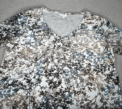 Camisa Pure Jill Mujer Mediana Alta Floral Terciopelo Túnica Top Estampado J Jill Elastizada Foto 1 de 4